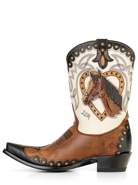 Double D Ranch DDL1079 Womens HORSICULTURE Leather Boot Bone And Bark side view. If you need any assistance with this item or the purchase of this item please call us at five six one seven four eight eight eight zero one Monday through Saturday 10:00a.m EST to 8:00 p.m EST