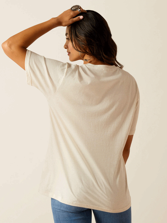 Ariat 10051291 Womens Feed T-Shirt Oatmeal Heather back view. If you need any assistance with this item or the purchase of this item please call us at five six one seven four eight eight eight zero one Monday through Saturday 10:00a.m EST to 8:00 p.m EST