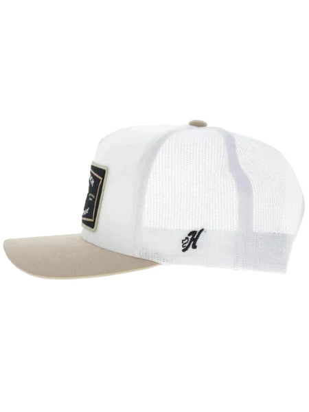 Hooey 2661T-WHYL RANK STOCK Trucker Hat White Tan side view. If you need any assistance with this item or the purchase of this item please call us at five six one seven four eight eight eight zero one Monday through Saturday 10:00a.m EST to 8:00 p.m EST