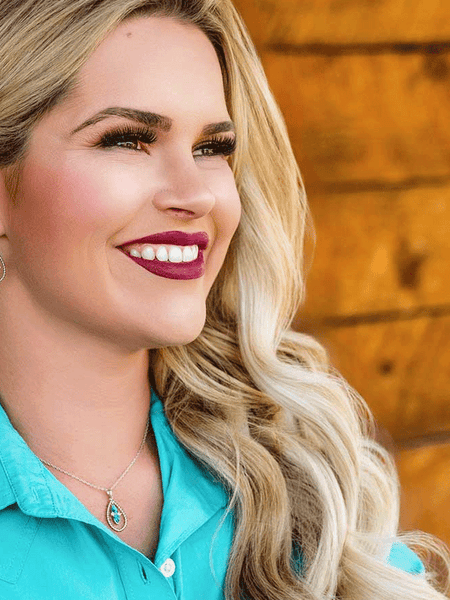 Montana Silversmiths NC5956 Womens Moonlit Ocean Turquoise Necklace Silver on model. If you need any assistance with this item or the purchase of this item please call us at five six one seven four eight eight eight zero one Monday through Saturday 10:00a.m EST to 8:00 p.m EST