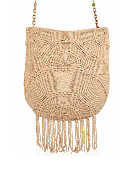 Mary Frances BAG S002-641 COCONUTTY Crossbody Bag Cream back view. If you need any assistance with this item or the purchase of this item please call us at five six one seven four eight eight eight zero one Monday through Saturday 10:00a.m EST to 8:00 p.m EST