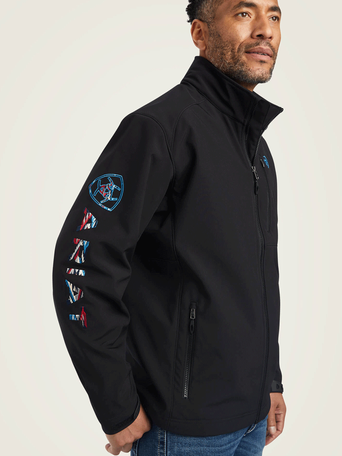 Ariat 10042187 Mens Logo 2.0 Chimayo Jacket Black front view. If you need any assistance with this item or the purchase of this item please call us at five six one seven four eight eight eight zero one Monday through Saturday 10:00a.m EST to 8:00 p.m EST