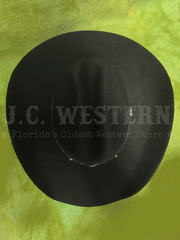 Justin JF0242LNST 2X Lone Star Premium Wool Hat Black top view. If you need any assistance with this item or the purchase of this item please call us at five six one seven four eight eight eight zero one Monday through Saturday 10:00a.m EST to 8:00 p.m EST