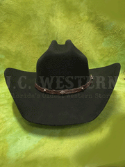 Justin JF0242LNST 2X Lone Star Premium Wool Hat Black front view. If you need any assistance with this item or the purchase of this item please call us at five six one seven four eight eight eight zero one Monday through Saturday 10:00a.m EST to 8:00 p.m EST