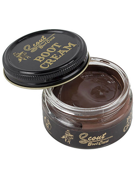 Scout 0350102 Revitalizing Boot Cream 1.55 oz Brown front view. If you need any assistance with this item or the purchase of this item please call us at five six one seven four eight eight eight zero one Monday through Saturday 10:00a.m EST to 8:00 p.m EST