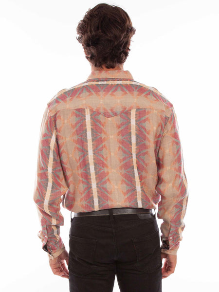 Scully PS-280-NAT Mens Southwest Stripe Shirt Natural back view. If you need any assistance with this item or the purchase of this item please call us at five six one seven four eight eight eight zero one Monday through Saturday 10:00a.m EST to 8:00 p.m EST