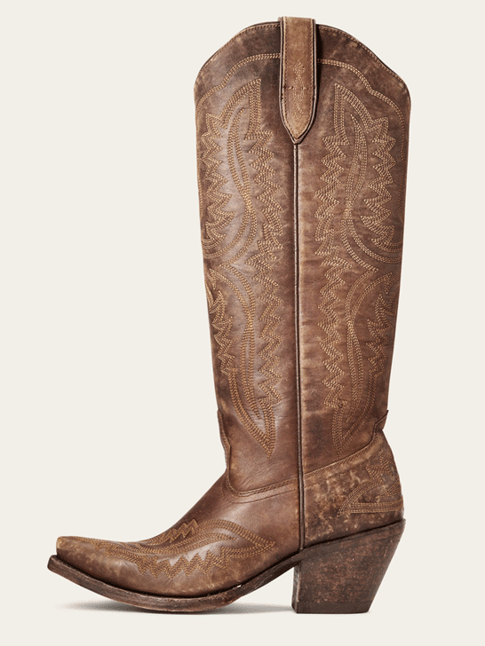 Ariat 10034002 Womens Casanova Western Boot Naturally Distressed Brown outter side view. If you need any assistance with this item or the purchase of this item please call us at five six one seven four eight eight eight zero one Monday through Saturday 10:00a.m EST to 8:00 p.m EST