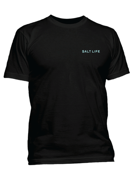 Salt Life SLM11161-BLK Mens Deep Ventures Short Sleeve Tee Black front view.If you need any assistance with this item or the purchase of this item please call us at five six one seven four eight eight eight zero one Monday through Saturday 10:00a.m EST to 8:00 p.m EST