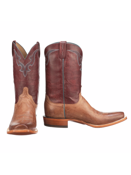 Lucchese CL1566 Mens MARTIN Mad Dog Goat Boots Peanut Brown front and side view. If you need any assistance with this item or the purchase of this item please call us at five six one seven four eight eight eight zero one Monday through Saturday 10:00a.m EST to 8:00 p.m EST