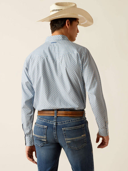 Ariat 10048501 Mens Parks Classic Fit Shirt Little Boy Blue back view. If you need any assistance with this item or the purchase of this item please call us at five six one seven four eight eight eight zero one Monday through Saturday 10:00a.m EST to 8:00 p.m EST