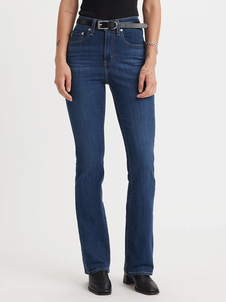 Levi's 187590038 Womens 725 High Rise Bootcut Jeans Lapis Dark Horse Navy front view. If you need any assistance with this item or the purchase of this item please call us at five six one seven four eight eight eight zero one Monday through Saturday 10:00a.m EST to 8:00 p.m EST