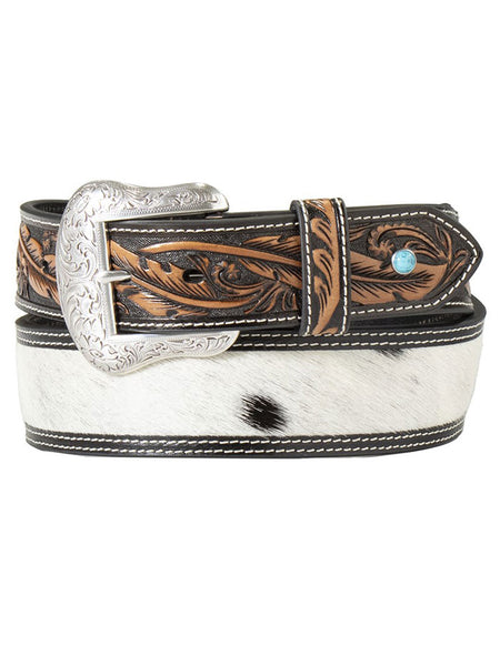 Nocona N210000401 Mens Calf Hair Belt Black  front view. If you need any assistance with this item or the purchase of this item please call us at five six one seven four eight eight eight zero one Monday through Saturday 10:00a.m EST to 8:00 p.m EST