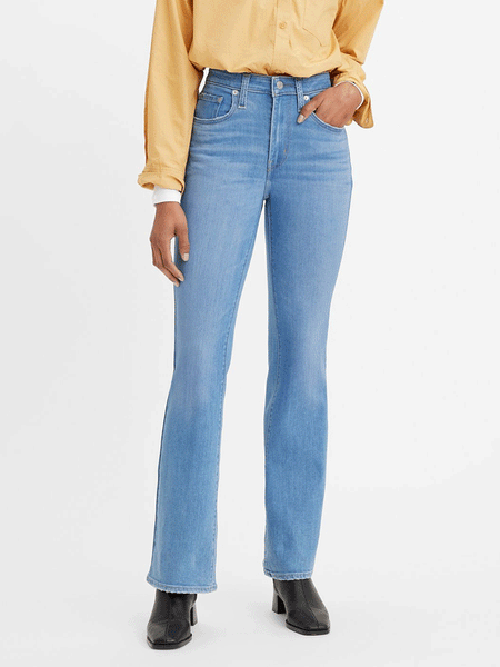 Levi's 187590086 Womens 725 High Rise Bootcut Jeans Tribeca Sun front view. If you need any assistance with this item or the purchase of this item please call us at five six one seven four eight eight eight zero one Monday through Saturday 10:00a.m EST to 8:00 p.m EST