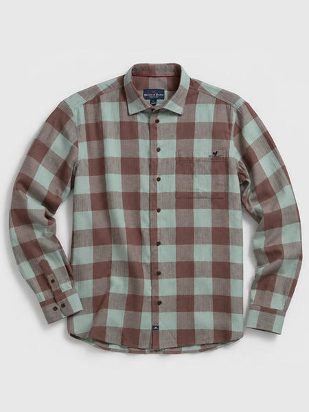 Beach and Barn HOMESTEAD-FN Woven Plaid Shirt Fern front view. If you need any assistance with this item or the purchase of this item please call us at five six one seven four eight eight eight zero one Monday through Saturday 10:00a.m EST to 8:00 p.m EST