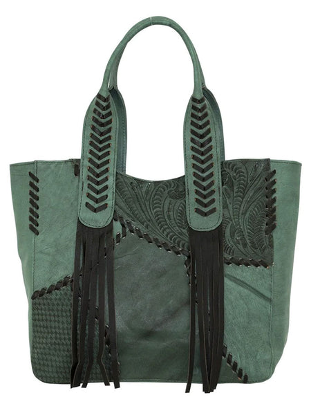 American West 1778915 Ladies Gypsy Patch Large Zip-Top Tote Bag Light Turquoise front view. If you need any assistance with this item or the purchase of this item please call us at five six one seven four eight eight eight zero one Monday through Saturday 10:00a.m EST to 8:00 p.m EST