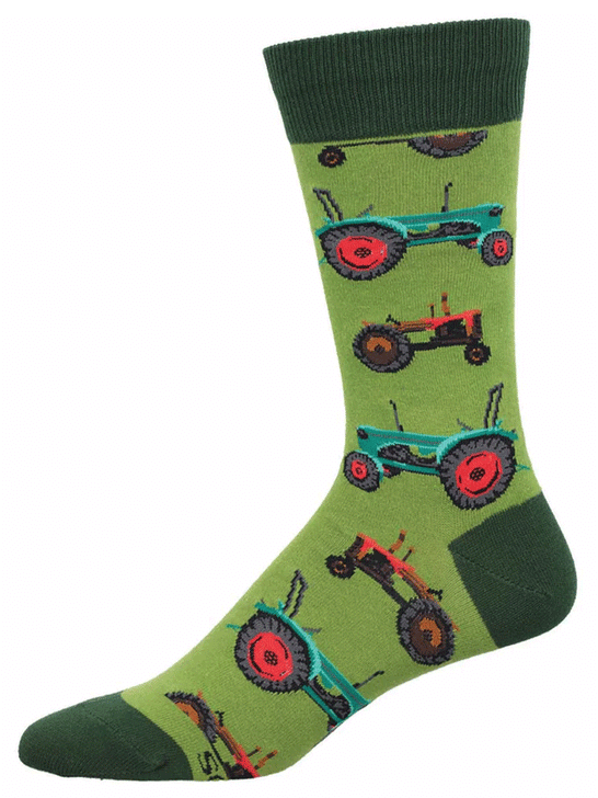 Socksmith MNC2942-GEE Mens Tractors Socks Green side view. If you need any assistance with this item or the purchase of this item please call us at five six one seven four eight eight eight zero one Monday through Saturday 10:00a.m EST to 8:00 p.m EST