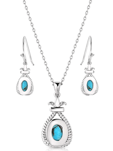 Montana Silversmiths JS6035 Womens Turquoise Revival Jewelry Set Silver back view. If you need any assistance with this item or the purchase of this item please call us at five six one seven four eight eight eight zero one Monday through Saturday 10:00a.m EST to 8:00 p.m EST
