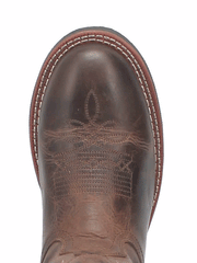Laredo 7915 Mens Dawson Leather Boot Brown toe view from above. If you need any assistance with this item or the purchase of this item please call us at five six one seven four eight eight eight zero one Monday through Saturday 10:00a.m EST to 8:00 p.m EST