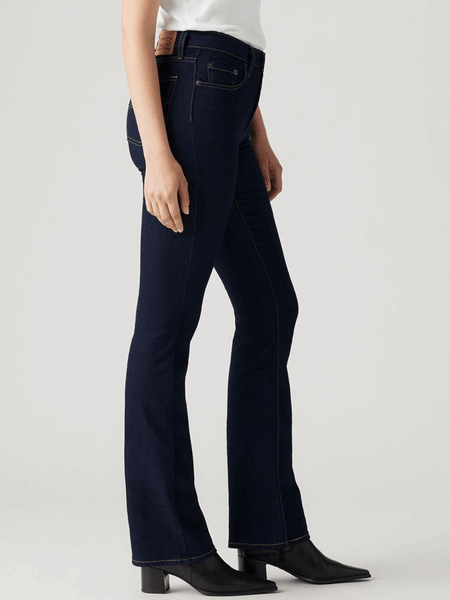 Levi's 187590050 Womens 725 High Rise Bootcut Jeans Cast Shadows side view. If you need any assistance with this item or the purchase of this item please call us at five six one seven four eight eight eight zero one Monday through Saturday 10:00a.m EST to 8:00 p.m EST