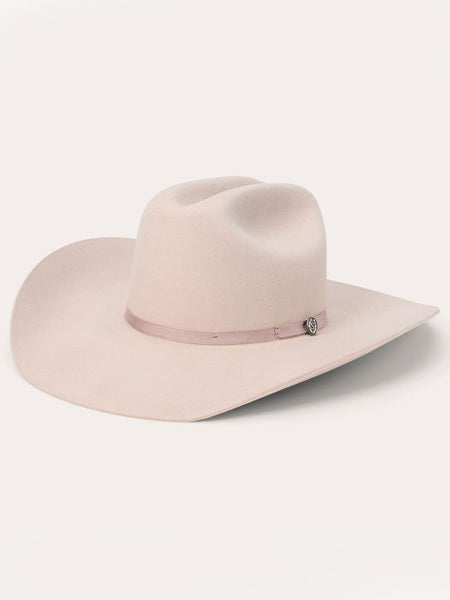 Stetson XWPSMO-9140PP Pismo Cowboy Felt Hat Powder Pink side / front view.