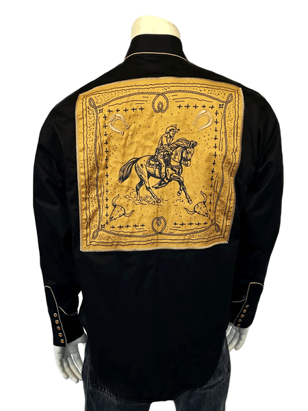 Rockmount 6815-BLK Mens Embroidery & Applique Western Shirt Black back view. If you need any assistance with this item or the purchase of this item please call us at five six one seven four eight eight eight zero one Monday through Saturday 10:00a.m EST to 8:00 p.m EST