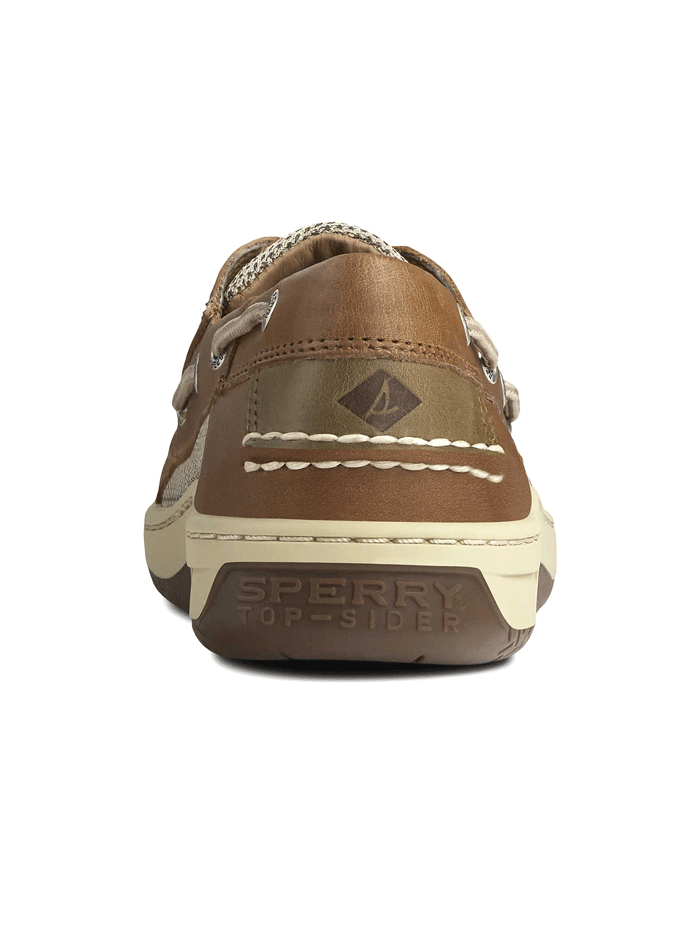 Sperry 0799320 Mens Billfish 3-Eye Boat Shoe Dark Tan front and side view. If you need any assistance with this item or the purchase of this item please call us at five six one seven four eight eight eight zero one Monday through Saturday 10:00a.m EST to 8:00 p.m EST