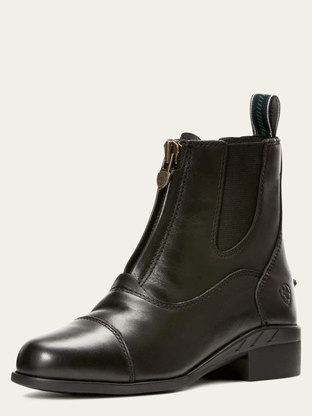 Ariat 10027242 Kids Devon IV Zip Paddock Boots Black front and side view. If you need any assistance with this item or the purchase of this item please call us at five six one seven four eight eight eight zero one Monday through Saturday 10:00a.m EST to 8:00 p.m EST