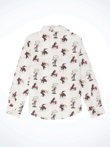 Wrangler 112355824 Kids Long Sleeve Western Snap Shirt White back. If you need any assistance with this item or the purchase of this item please call us at five six one seven four eight eight eight zero one Monday through Saturday 10:00a.m EST to 8:00 p.m EST