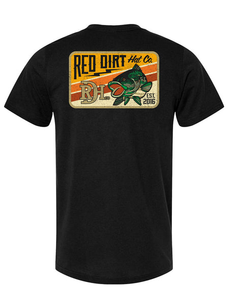 Red Dirt RDHC-T-143 Bass Lightning Tee Black back view. If you need any assistance with this item or the purchase of this item please call us at five six one seven four eight eight eight zero one Monday through Saturday 10:00a.m EST to 8:00 p.m EST