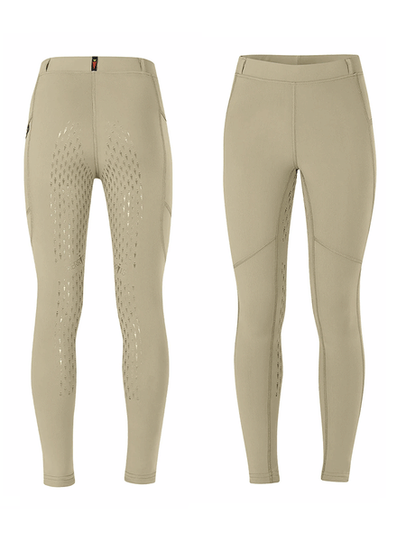 Kerrits 60524-TAN Kids Ice Fil Performance Riding Tight Tan front and back. If you need any assistance with this item or the purchase of this item please call us at five six one seven four eight eight eight zero one Monday through Saturday 10:00a.m EST to 8:00 p.m EST