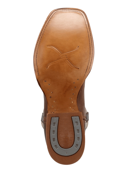 Twisted X MRAL039 Mens Rancher Square Toe Boot Sand And Tobacco Brown sole view. If you need any assistance with this item or the purchase of this item please call us at five six one seven four eight eight eight zero one Monday through Saturday 10:00a.m EST to 8:00 p.m EST