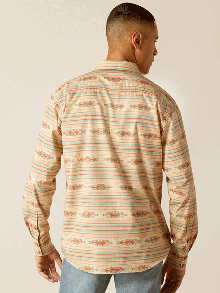Ariat 10048492 Mens Hezekiah Retro Fit Shirt Cocoon Tan back view. If you need any assistance with this item or the purchase of this item please call us at five six one seven four eight eight eight zero one Monday through Saturday 10:00a.m EST to 8:00 p.m EST