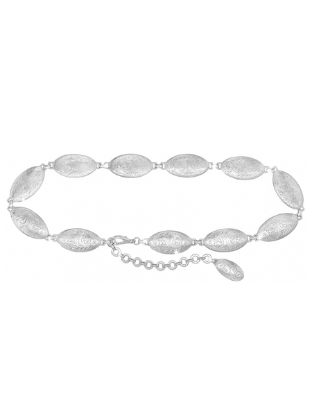 Tony Lama 5500L Womens Concho Chain Belt Silver front view. If you need any assistance with this item or the purchase of this item please call us at five six one seven four eight eight eight zero one Monday through Saturday 10:00a.m EST to 8:00 p.m EST