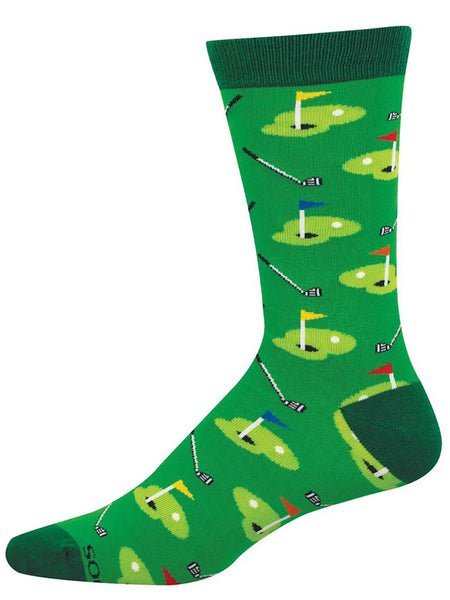 Socksmith MBN3702-GEE Mens Pitch And Putt Socks Green side view. If you need any assistance with this item or the purchase of this item please call us at five six one seven four eight eight eight zero one Monday through Saturday 10:00a.m EST to 8:00 p.m EST