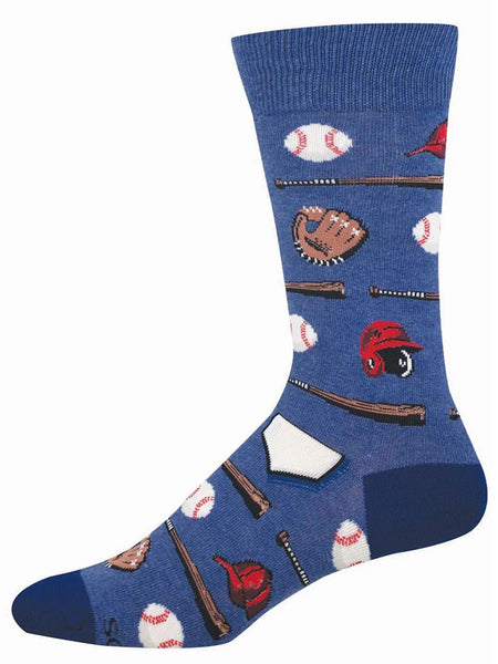 Socksmith MNC3760-BHT Mens Playing Hardball Socks Blue Heather side view. If you need any assistance with this item or the purchase of this item please call us at five six one seven four eight eight eight zero one Monday through Saturday 10:00a.m EST to 8:00 p.m EST