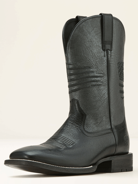 Ariat 10061191 Mens Circuit Patriot Western Boot Black Night front and side view. If you need any assistance with this item or the purchase of this item please call us at five six one seven four eight eight eight zero one Monday through Saturday 10:00a.m EST to 8:00 p.m EST