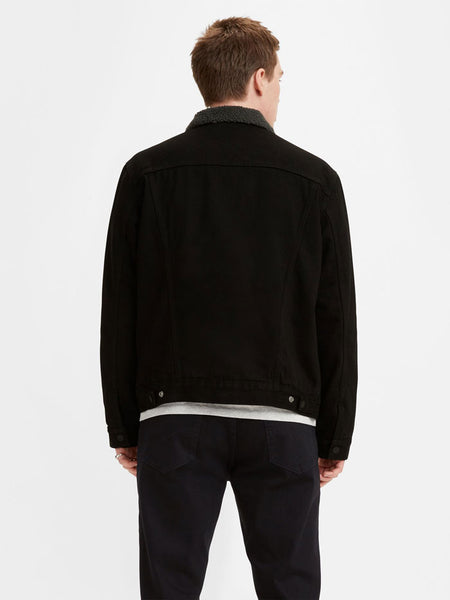 Levis 163650054 Mens Type 3 Sherpa Trucker Jacket Duvall back view. If you need any assistance with this item or the purchase of this item please call us at five six one seven four eight eight eight zero one Monday through Saturday 10:00a.m EST to 8:00 p.m EST