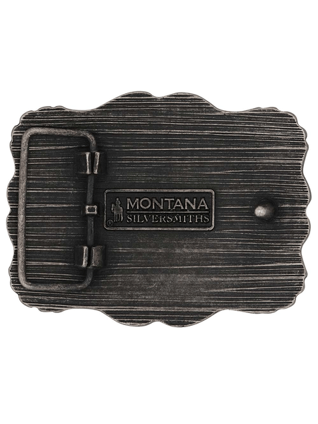 Montana Silversmiths A1003P Framed Longhorn Attitude Buckle Antique Silver back view. If you need any assistance with this item or the purchase of this item please call us at five six one seven four eight eight eight zero one Monday through Saturday 10:00a.m EST to 8:00 p.m EST