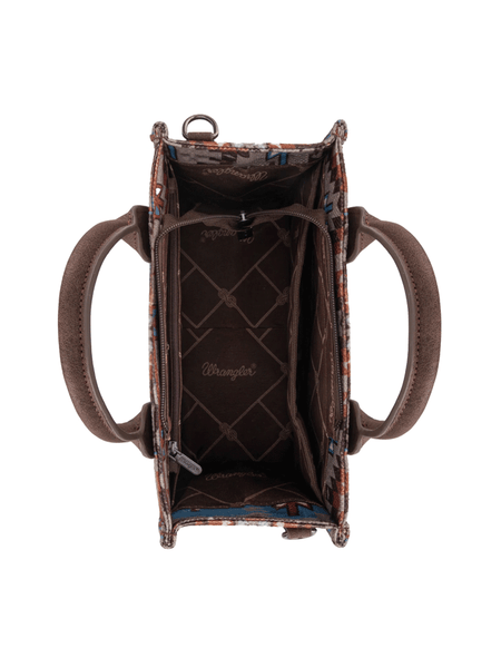 Wrangler WG2213-8120SCF Womens Southwestern Pattern Dual Sided Print Tote Crossbody Bag Coffee inside view. If you need any assistance with this item or the purchase of this item please call us at five six one seven four eight eight eight zero one Monday through Saturday 10:00a.m EST to 8:00 p.m EST