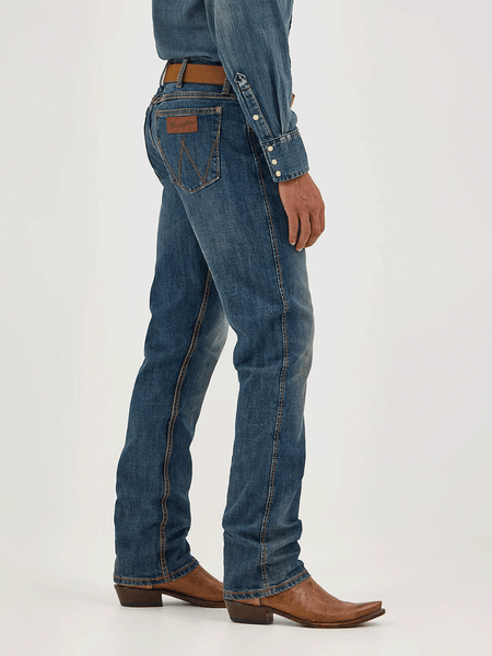 Wrangler WLT88BZ Mens Retro Slim Fit Straight Leg Jean Bozeman side view. If you need any assistance with this item or the purchase of this item please call us at five six one seven four eight eight eight zero one Monday through Saturday 10:00a.m EST to 8:00 p.m EST