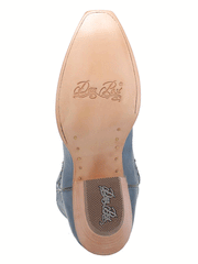 Dan Post DP4277 Womens Donnah Leather Boot Blue sole view. If you need any assistance with this item or the purchase of this item please call us at five six one seven four eight eight eight zero one Monday through Saturday 10:00a.m EST to 8:00 p.m EST