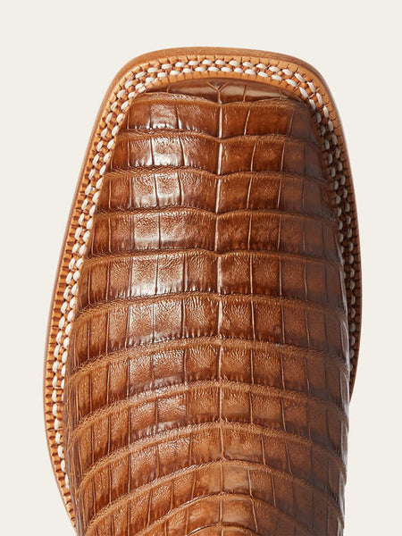 Ariat 10035923 Mens Relentless Denton Western Caiman Belly Boot Natural Brown tow view. If you need any assistance with this item or the purchase of this item please call us at five six one seven four eight eight eight zero one Monday through Saturday 10:00a.m EST to 8:00 p.m EST