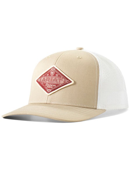 Ariat A3000824139 Diamond Patch Cap Cream front view. If you need any assistance with this item or the purchase of this item please call us at five six one seven four eight eight eight zero one Monday through Saturday 10:00a.m EST to 8:00 p.m EST