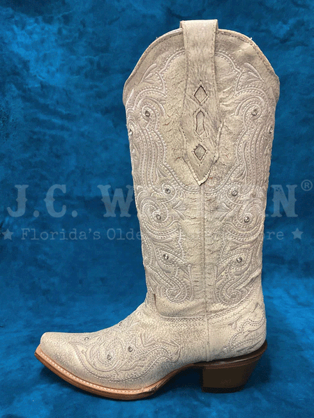 Corral Z5123 Ladies Embroidery & Crystals Western Boot Bone side view. If you need any assistance with this item or the purchase of this item please call us at five six one seven four eight eight eight zero one Monday through Saturday 10:00a.m EST to 8:00 p.m EST