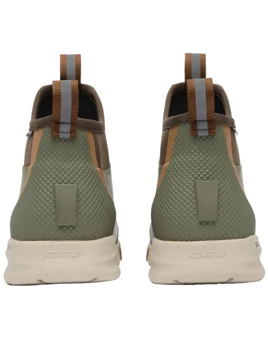 Xtratuf ADSM300 Mens Ankle Deck Sport Boot Olive back view pair. If you need any assistance with this item or the purchase of this item please call us at five six one seven four eight eight eight zero one Monday through Saturday 10:00a.m EST to 8:00 p.m EST