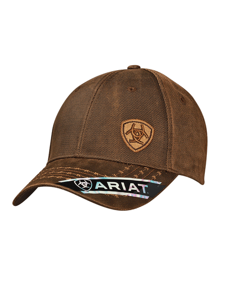 Ariat 1518002 Mens Ball Cap Brown front and side view. If you need any assistance with this item or the purchase of this item please call us at five six one seven four eight eight eight zero one Monday through Saturday 10:00a.m EST to 8:00 p.m EST