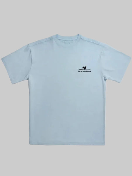 Beach & Barn SURF N TURF Short Sleeve T-Shirt Chambray front view. If you need any assistance with this item or the purchase of this item please call us at five six one seven four eight eight eight zero one Monday through Saturday 10:00a.m EST to 8:00 p.m EST
