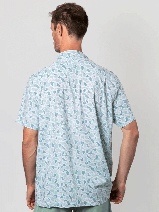Beach & Barn WOODLANDS Mens Short Sleeve Sport Shirt Slate back view. If you need any assistance with this item or the purchase of this item please call us at five six one seven four eight eight eight zero one Monday through Saturday 10:00a.m EST to 8:00 p.m EST