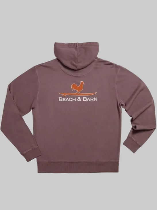 Beach and Barn SURFING ROOSTER HOODIE Peppercorn back view. If you need any assistance with this item or the purchase of this item please call us at five six one seven four eight eight eight zero one Monday through Saturday 10:00a.m EST to 8:00 p.m EST