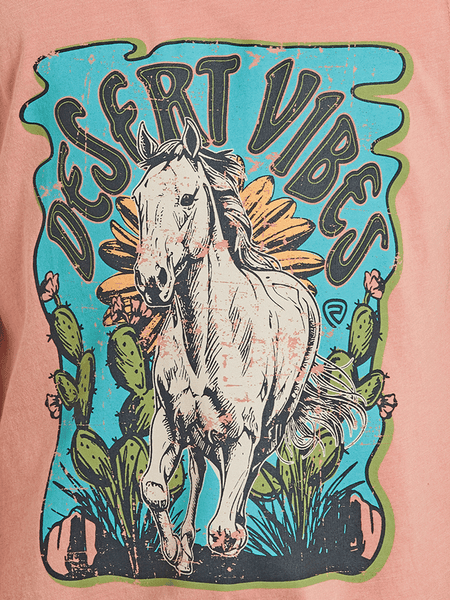 Rock & Roll Denim BG20T08548 Girls Graphic Tank With Tie Apricot graphic close up. If you need any assistance with this item or the purchase of this item please call us at five six one seven four eight eight eight zero one Monday through Saturday 10:00a.m EST to 8:00 p.m EST